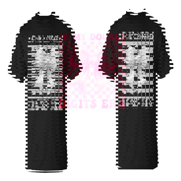 In My Double Digits Era キュートなコケットボウ 10歳の誕生日 女の子 Tシャツ