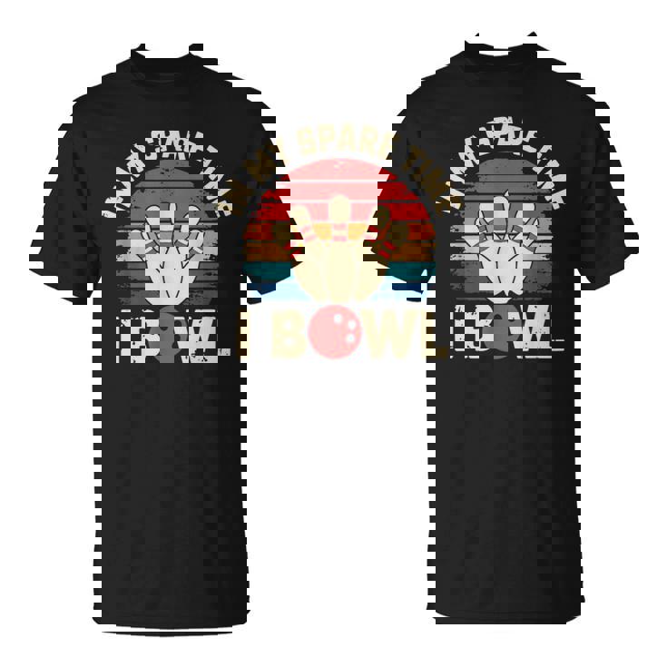 In Mypare Time I Bowl レトロ ボウリング ボウラー Tシャツ