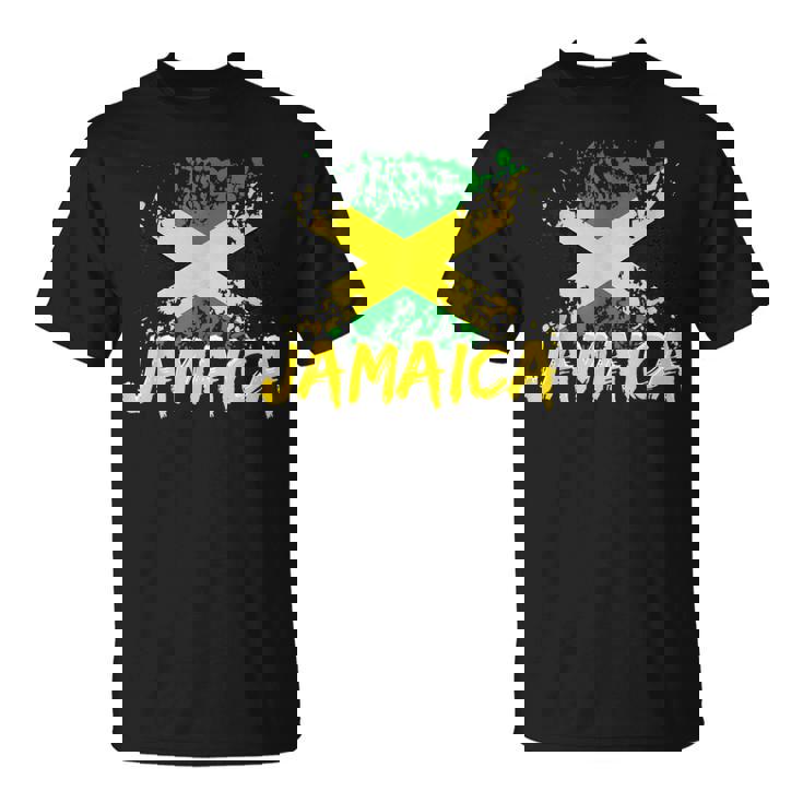 Jamaica Retro Vintage Watercolors Sport Jamaican Flag T-Shirt