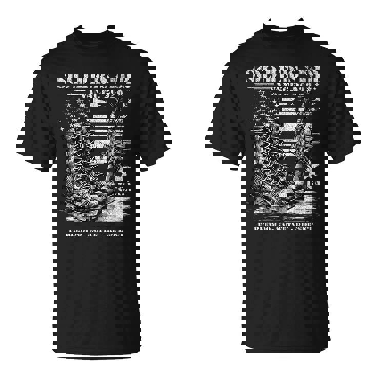 Jdヴァンス軍事選挙2028年アメリカ国旗支持のための兵士 Tシャツ