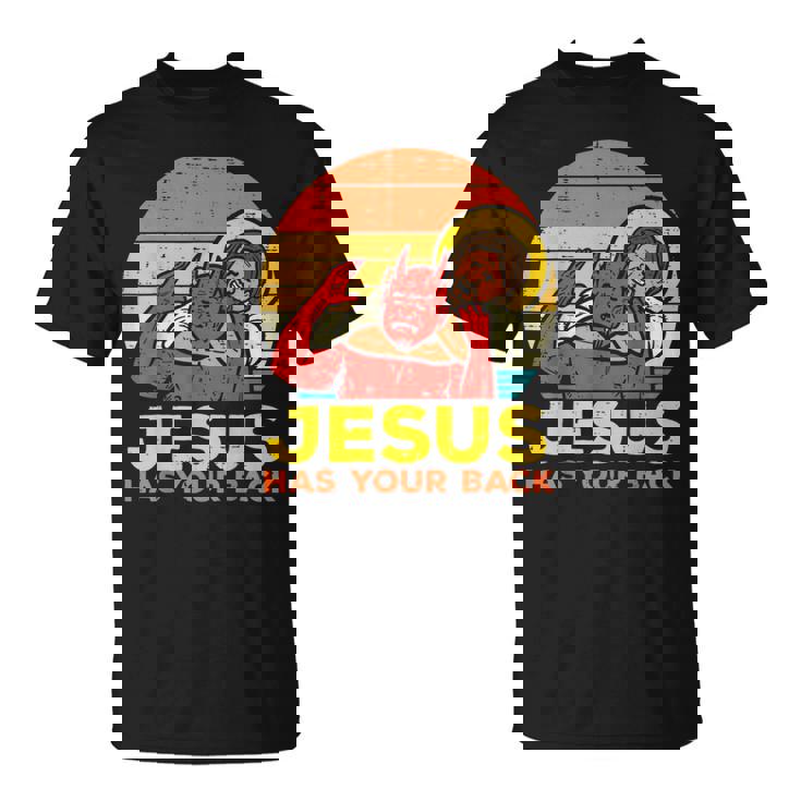 Jesus Has Your Back 柔術 レトロ クリスチャン Tシャツ