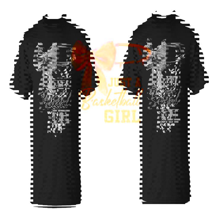 Just A Basketball Girl キュート コケット リボン バスケットボール選手 ガールズ Tシャツ