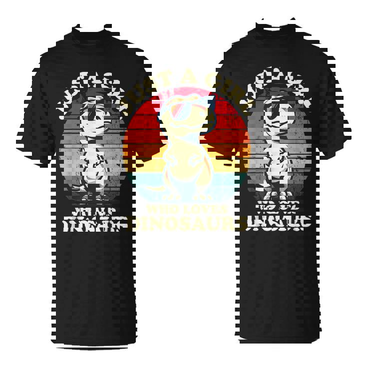 Just A Girl Who Loves Dinosaurs おもしろレトロ恐竜 T-Rex Tシャツ