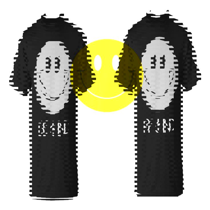 Be Kind かわいい イエロー スマイル フェイス シャツ スマイル フェイス ハピネス Tシャツ