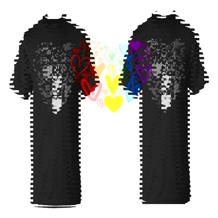Lgbtq レインボーフラッグハート Lgbtqia バレンタインデー プライドムーン Tシャツ