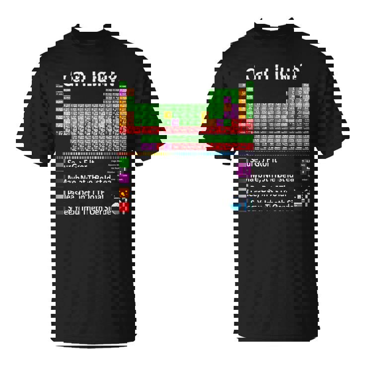 Can I Lick It Periodic Table Chart Science Teacher Cool Meme T-Shirt