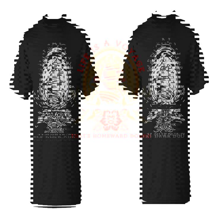 Life Is Aoyage オールドスクール セーリング船 タトゥーデザイン Tシャツ