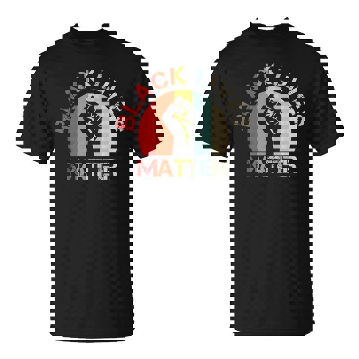 Lives Matter Raised Fist Retrointage No Racism Tシャツ