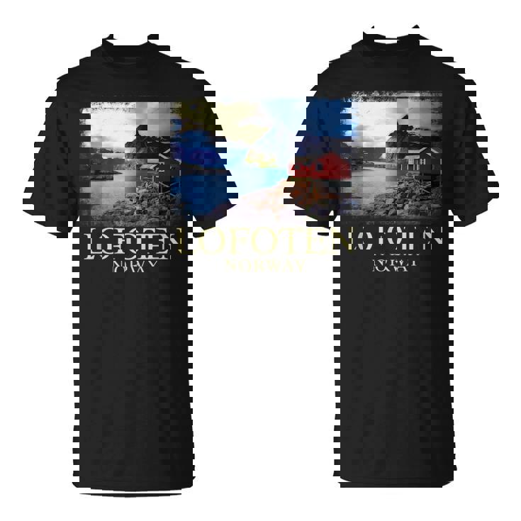 Lofoten ノルウェー キャビン ノルディック フィヨルド ベルゲン オーロラ Tシャツ