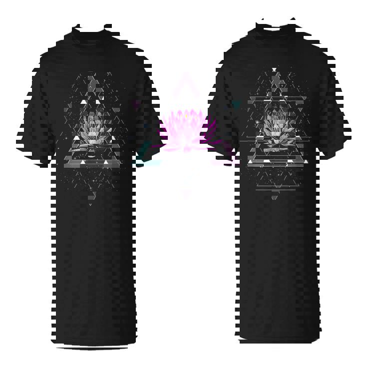 Lotus Floweracred Geometry Yoga Meditationpiritual Zen Tシャツ