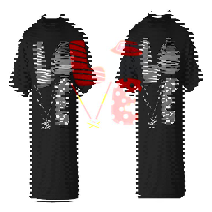 Love Curling ほうき スクワッド カーラー カーリング バレンタインデー Tシャツ