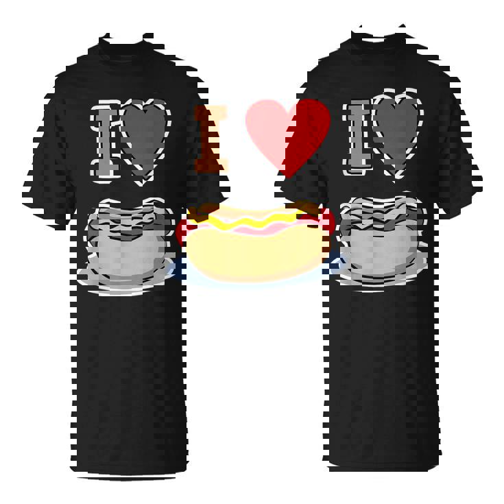 I Love Hot Dog 私はホットドッグを愛している ホットドッグ Tシャツ