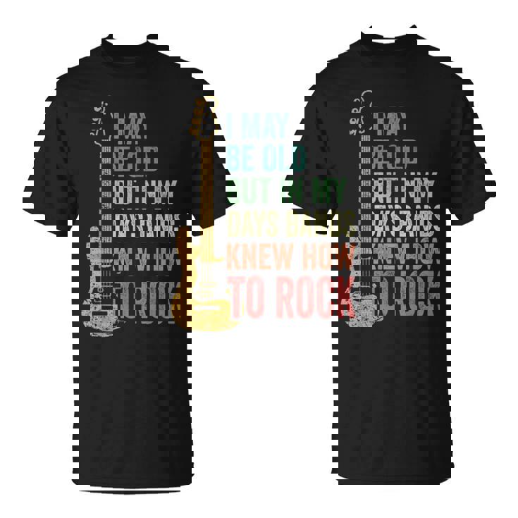 I May Be Old クールバンド レトロギター フェンダー ロックンロール Tシャツ