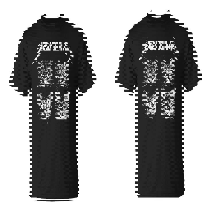 Meowtallica ブラック ホワイト 面白い パロディバンド 猫 子猫 恋人 Tシャツ