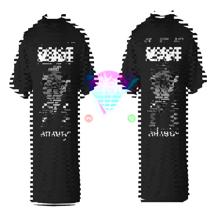 Miami Is Calling & I Must Go Illustration Graphic s Tシャツ