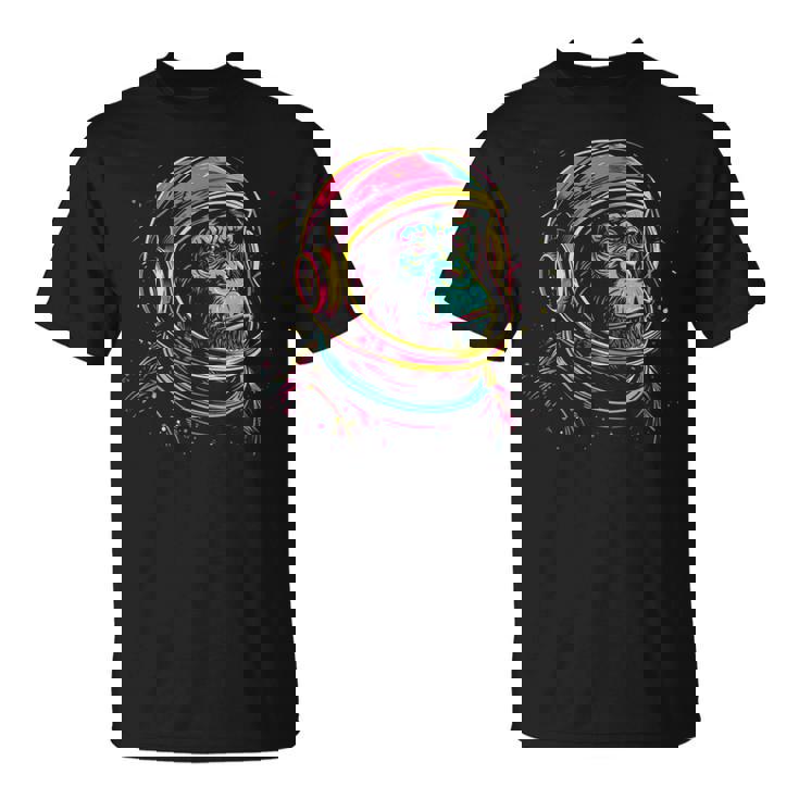 Mono Chimpancé Astronauta Diseño De Neón De Chimpancé Espacial Camiseta unisex