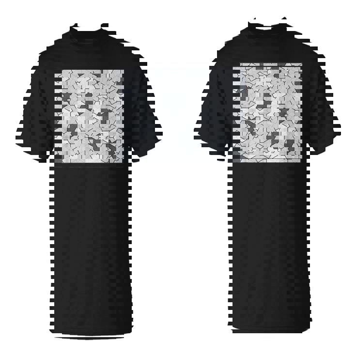 Monotone Aperiodic モノタイルカラー グレータイルパターン Tシャツ