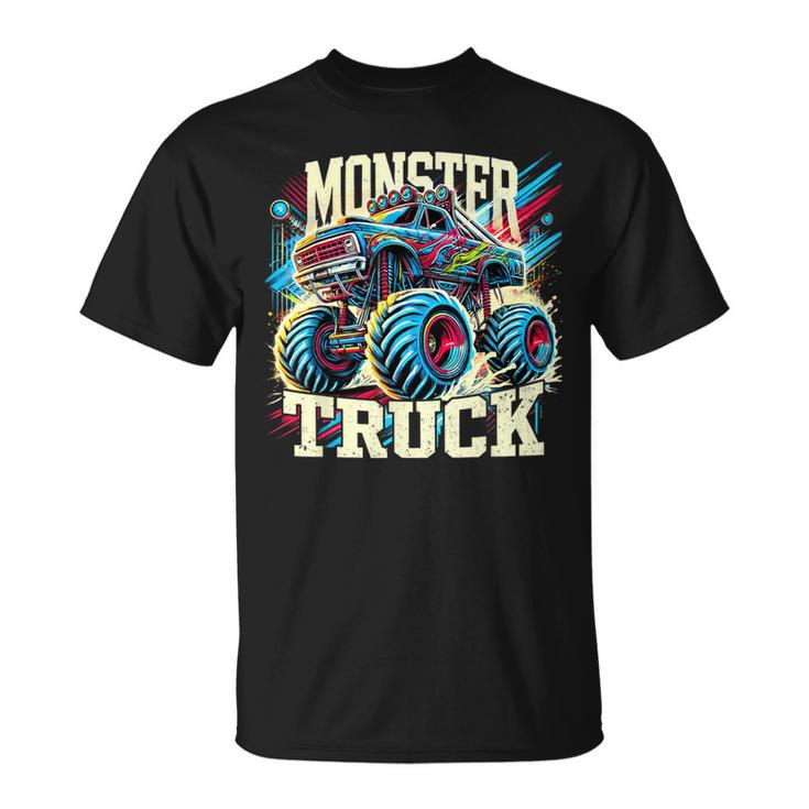 Monster Truck Retro Colorido Camiones Amante Niño Adolescente Adulto Camiseta unisex