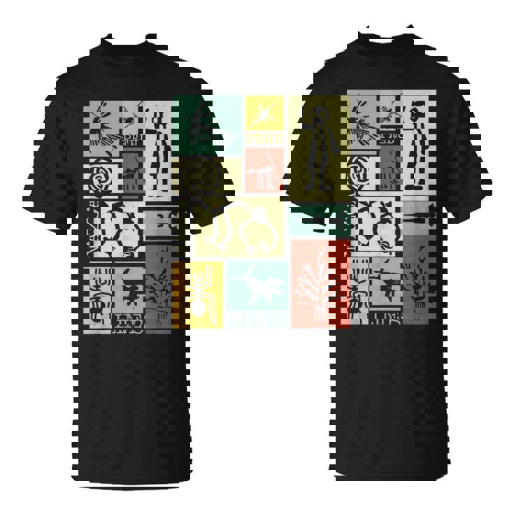 Nazca Linesナスカラインズ ペルージオグリフモンキー 宇宙飛行士 スパイダー レトロ Tシャツ