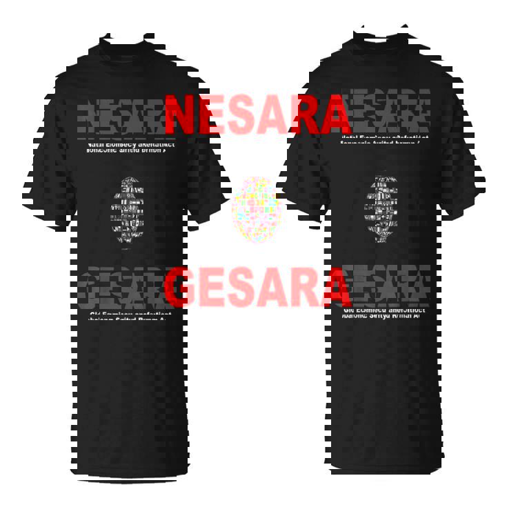 Nesara Gesara、赤い文字。 Tシャツ