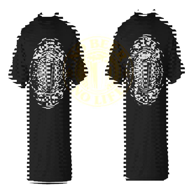 No Beer No Life ヴィンテージ飲酒 ビール愛好家向け 左胸 Tシャツ