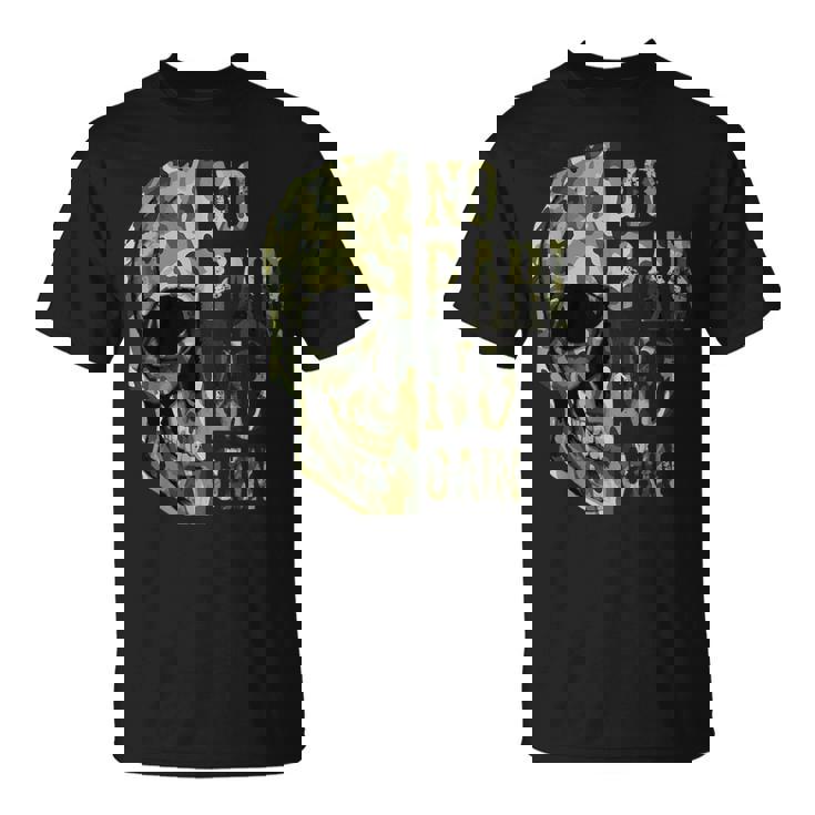 No Pain No Gain- メンズ スカル マインドセット モチベーションジム Tシャツ
