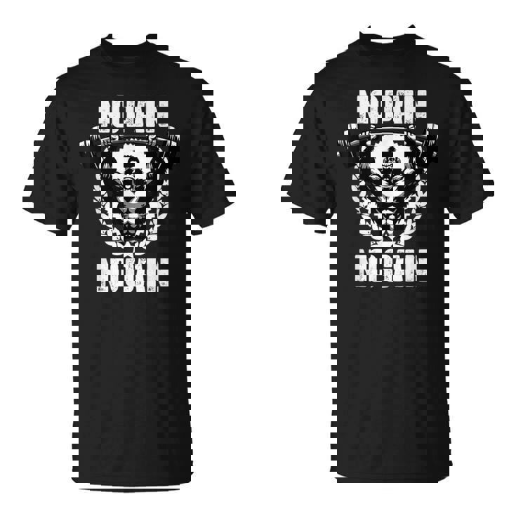 No Pain No Gain ウェイトリフティング ワークアウト ジム 引用 ジム フィットネス Tシャツ