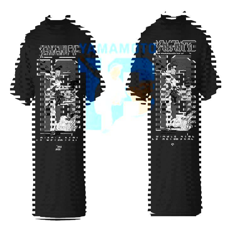 Number And Portrait Yoshinobu Yamamoto Los Angeles Mlbpa Tシャツ