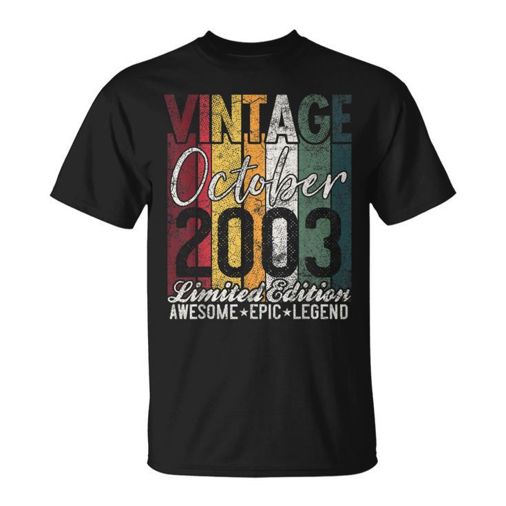 Octubre 2003 19 Cumpleaños Regalo 19 Añosintage Retro Camiseta unisex