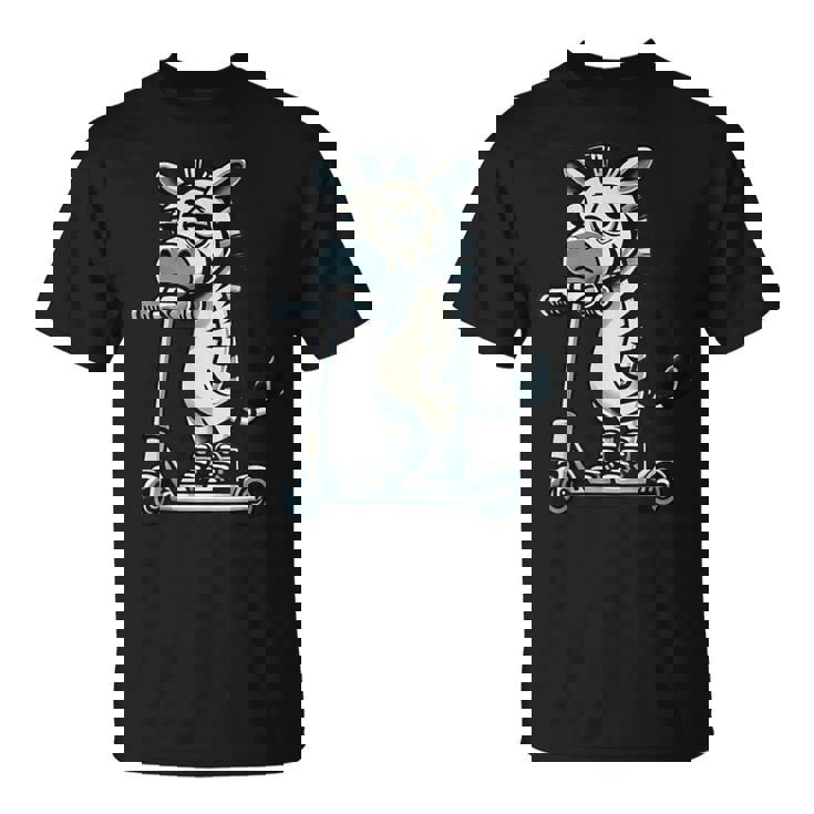 Patinete Grumpy Zebra Riding Cuello Camiseta unisex