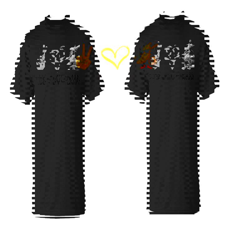 Peace Love バナナ 面白いバナナ フルーツ愛好家 ビーガン用 Tシャツ