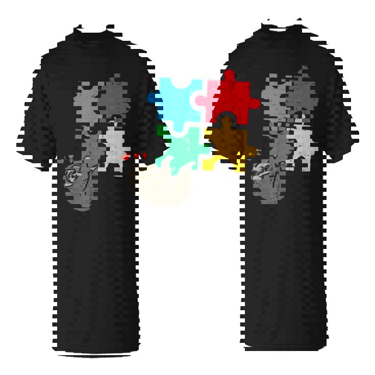 Perezoso Colgante Puzzle Lindo Autismo Concientización Hombres Es Niños Camiseta unisex