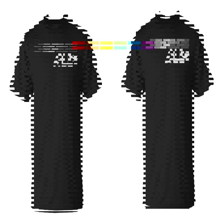 Proud Ally Bars Equality Lgbtq Rainbow Flag Gay Pride Ally Tシャツ