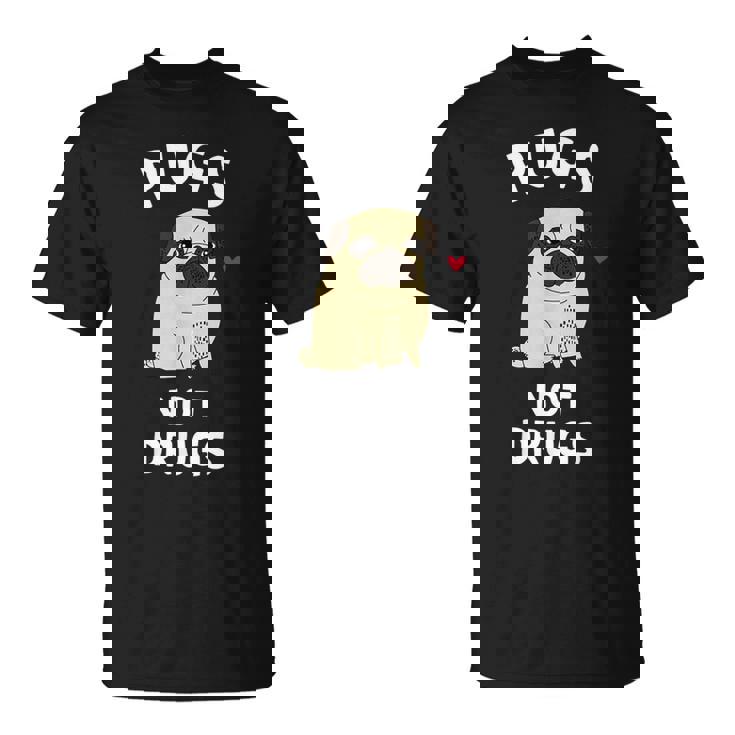 Pugs Not Drugs 犬好きのtシャツペットへの面白いプレゼント Tシャツ