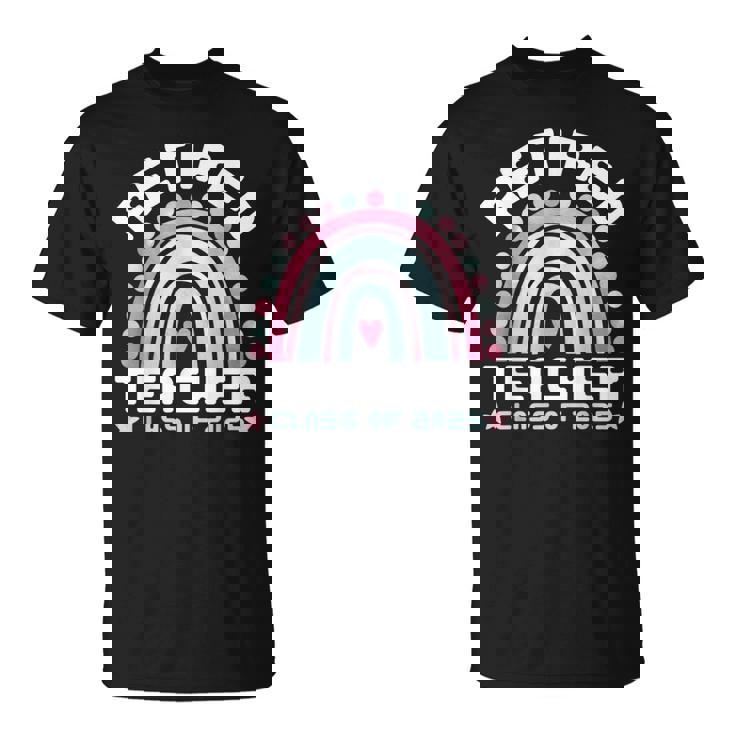 Retired Teacher Class Of 2025 Rainbow Retro Graduation Tシャツ