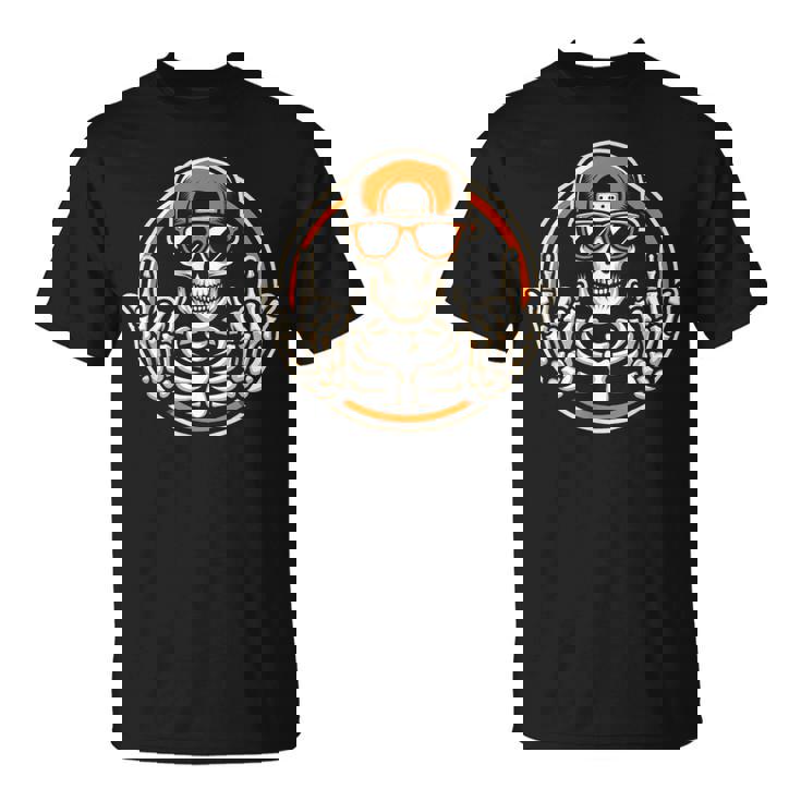 Rocker スケルトンキャップ スケーター 面白い ハロウィン パンクロック 男性 男の子 Tシャツ