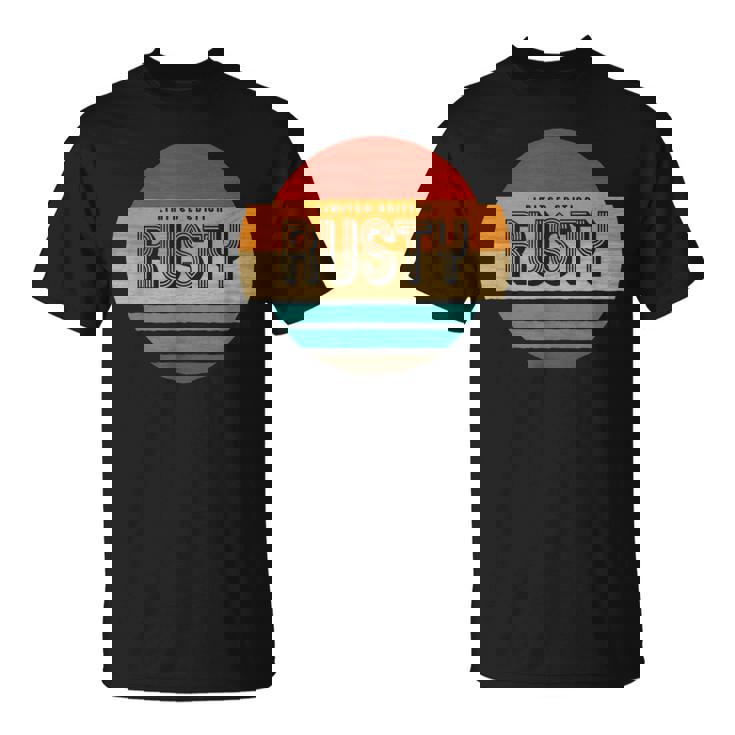 Rusty 名称 レトロ・ヴィンテージ・サンセット 限定版 Tシャツ