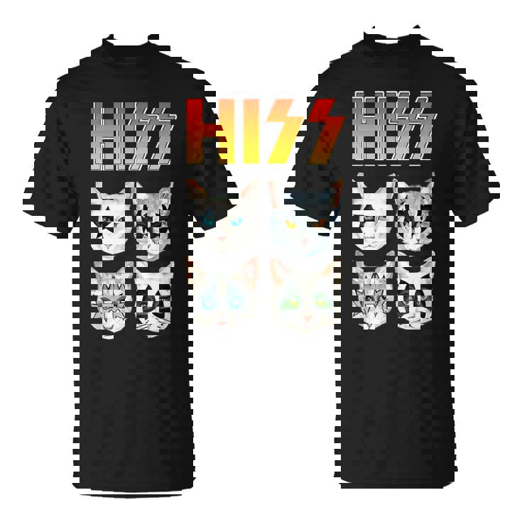 Hiss 猫 子猫 ニャー ロッカー パロディ バンド 面白い 猫好き Tシャツ