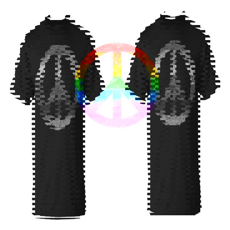 Simbolo Paz Hippie Bandera Lgbt Arcoiris Lesbian Gay Pride Camiseta unisex