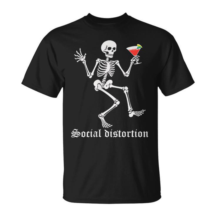 Social Distortions スケルトン ドリンクパーティー ミニマリスト Tシャツ