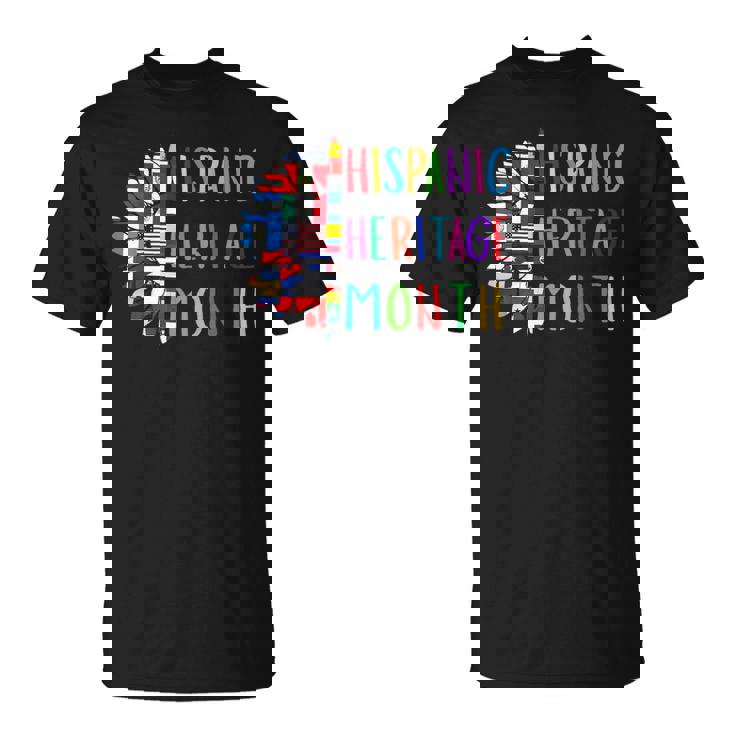 Sunflower Latino Countries Flags Hispanic Heritage Month T-Shirt