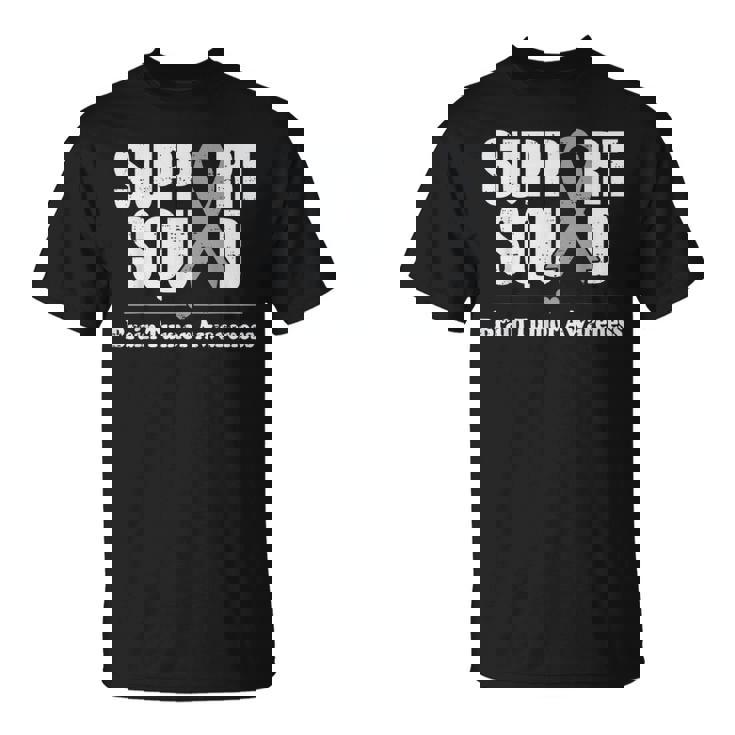 Support Squad Brain Tumor Awareness Brain Cancer Gray Ribbon T-Shirt