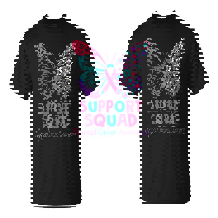 Support Squad Thyroid Cancer Awareness Butterfly T-Shirt Support Squad Thyroid Cancer Awareness Butterfly T-Shirt