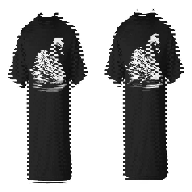 Swan Dad Mom Lover モノクロ 白鳥 Tシャツ