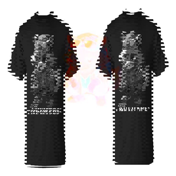 Tanuki Elite Forces No2 タヌキ精鋭部隊 かわいい狸 アニマル 動物 おもしろ 漢字 たぬき Tシャツ