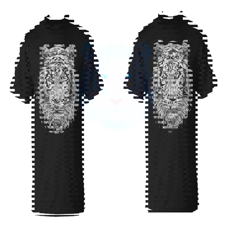 Tiger Lover 青い目の動物 ホワイトタイガー Tシャツ