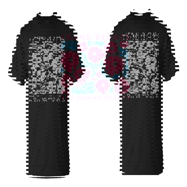 Trans Rights Are Human Rights Floral Lgbtq Pride Transgender T-Shirt