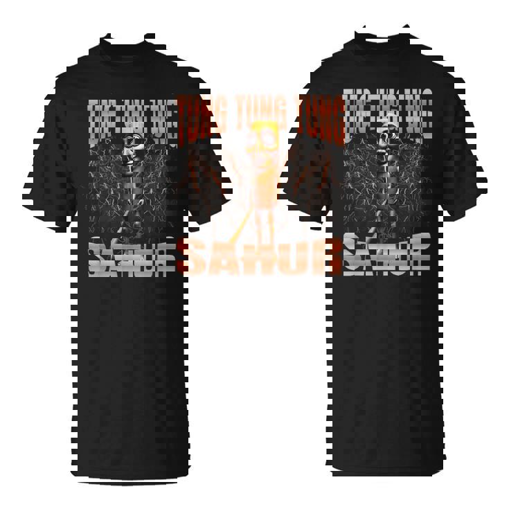 Tung Tung Tungahur 海賊版ブレインロットイタリアンブレインロットミーム Tシャツ