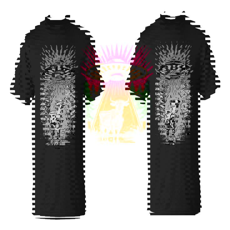 Ufo 牛 誘拐 面白い ヴィンテージ レトロ エイリアン 超常現象 Tシャツ