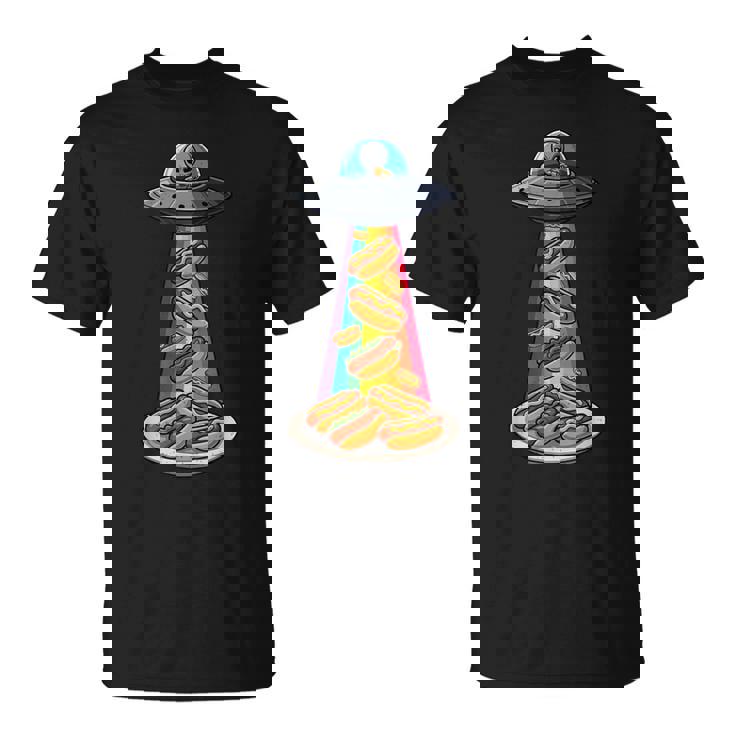 Ufo 誘拐ホットドッグ ムーンデー エイリアン 空飛ぶ円盤 ソーセージ Tシャツ